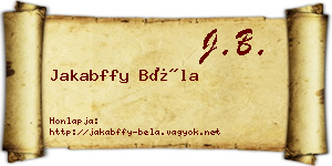 Jakabffy Béla névjegykártya